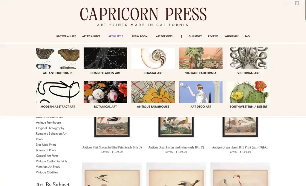 capricorn press ecommerce design